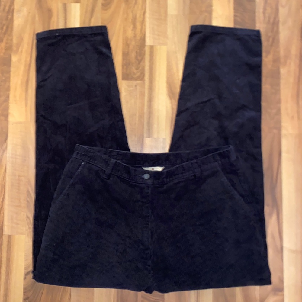 NWOT-Woolrich High Waist 100% Cotton Black Straight Leg Corduroy Pants-Size 16P